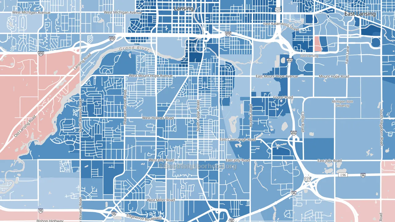 48910, MI block-group political-lean map