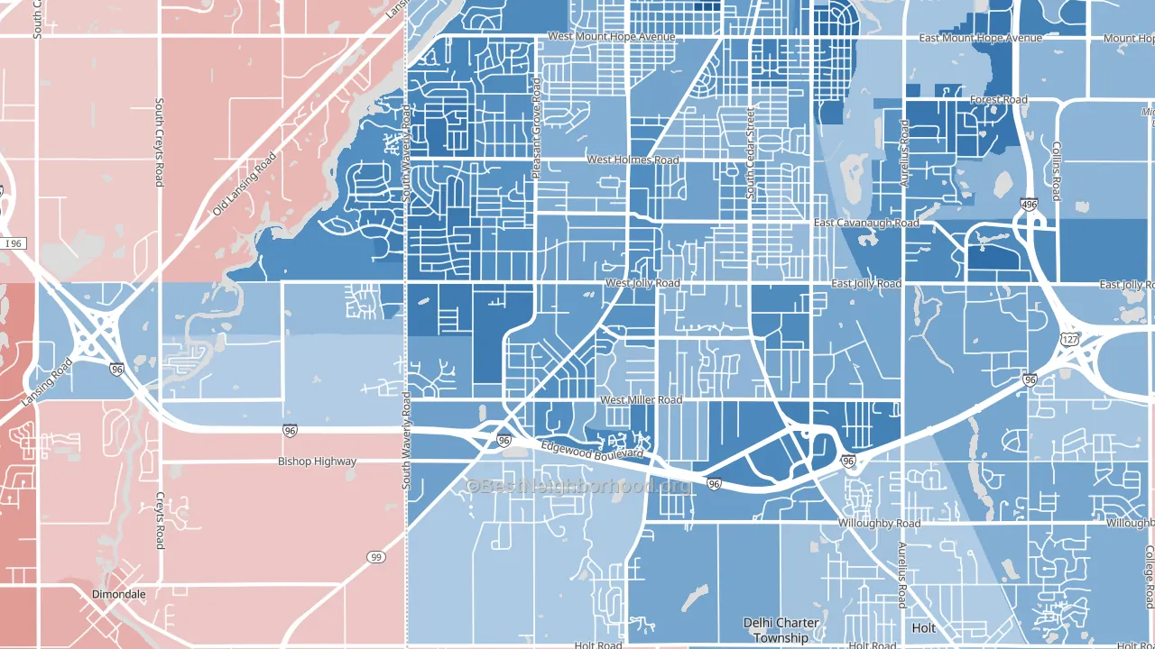 48911, MI block-group political-lean map