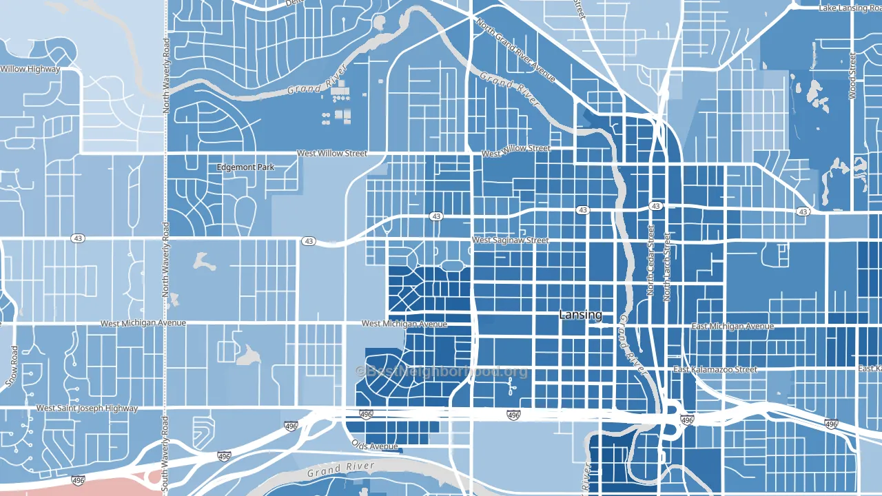 48915, MI block-group political-lean map