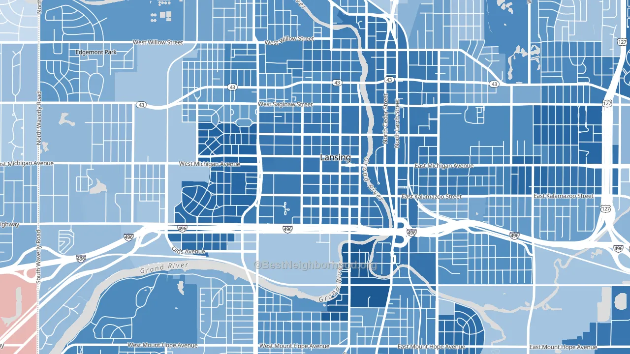 48933, MI block-group political-lean map