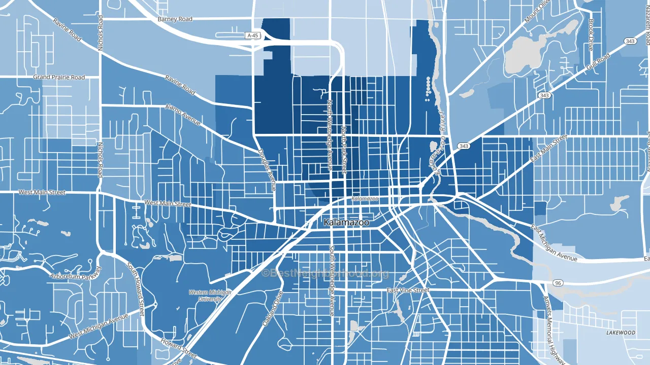 49007, MI block-group political-lean map