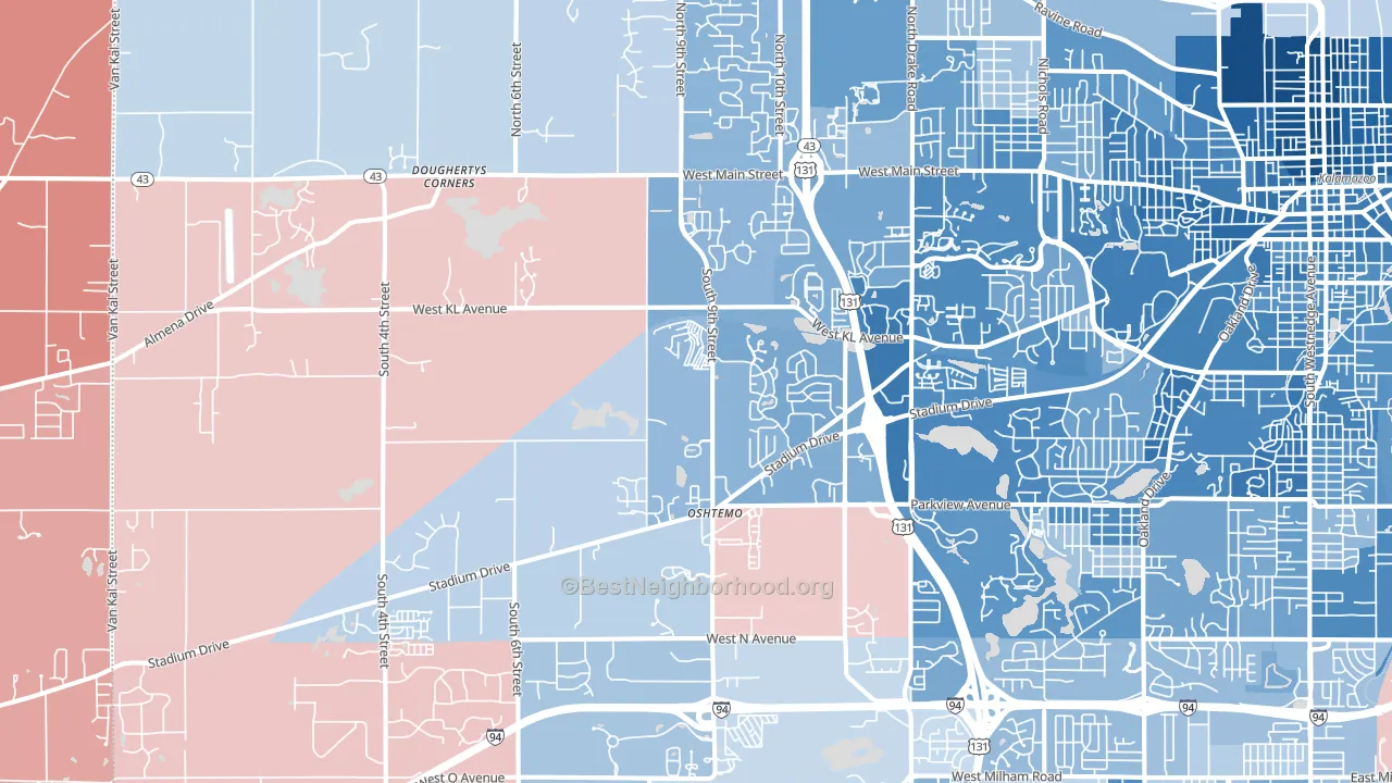 49009, MI block-group political-lean map