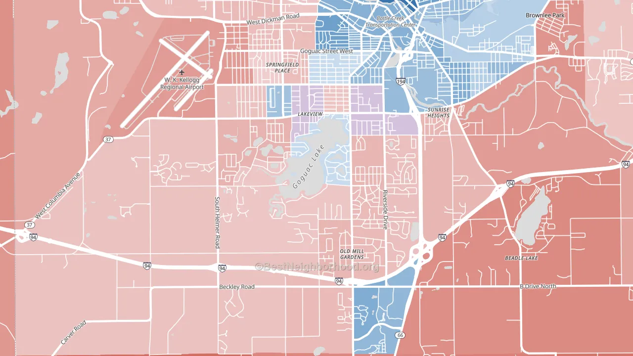 49015, MI block-group political-lean map