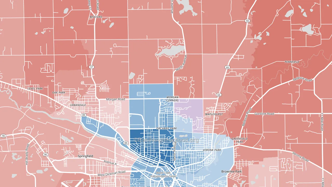 49017, MI block-group political-lean map