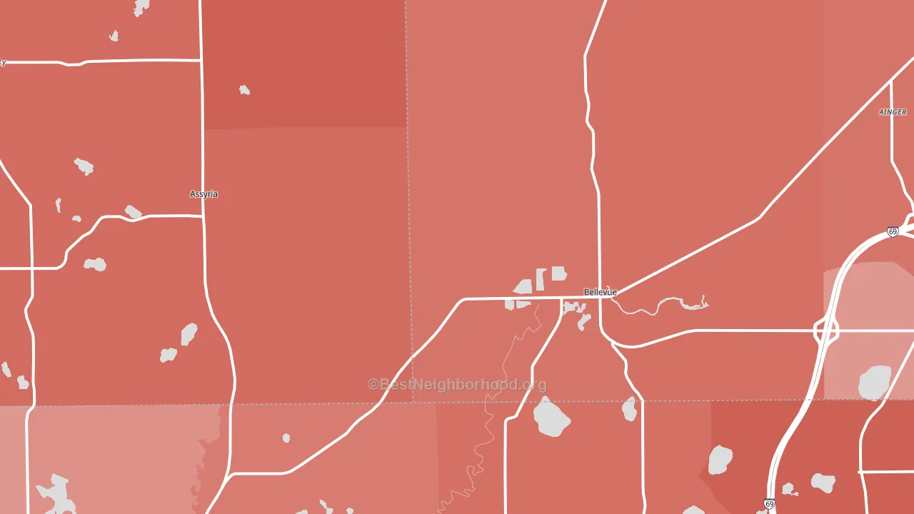 49021, MI block-group political-lean map