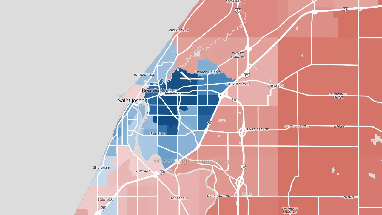 49022, MI block-group political-lean map