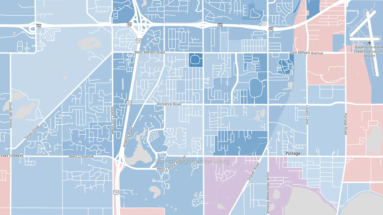 49024, MI block-group political-lean map