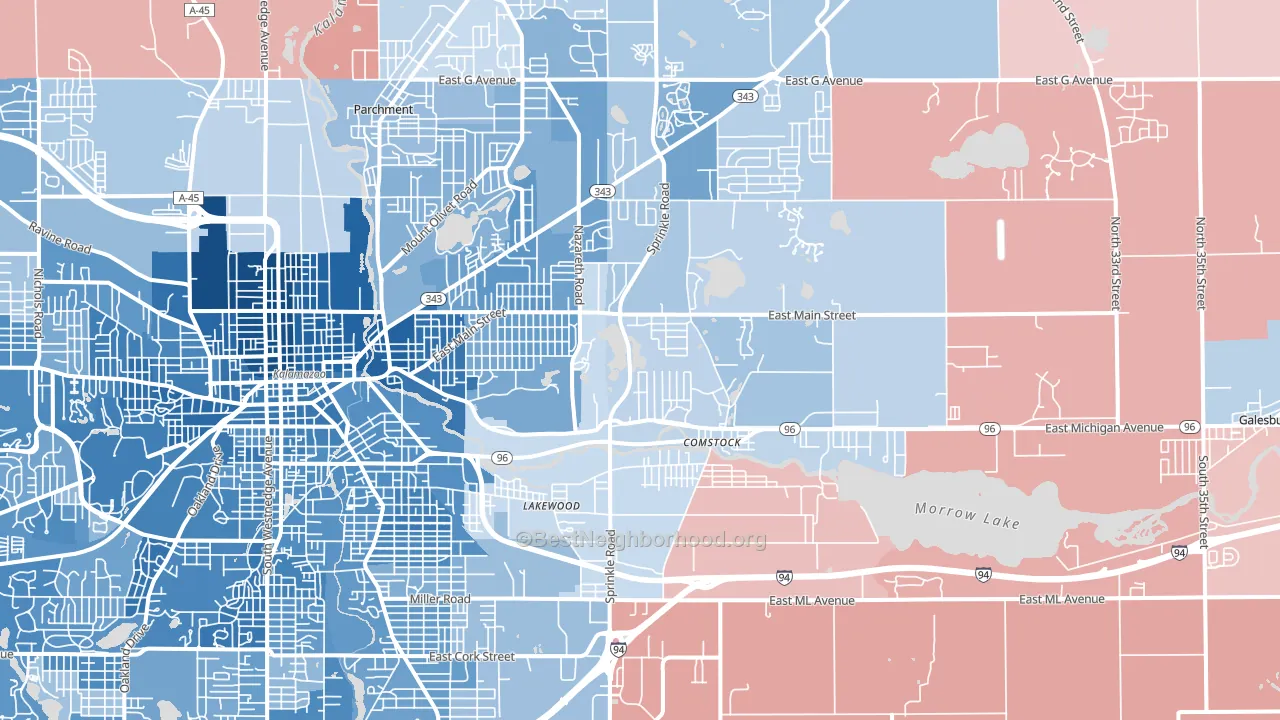 49048, MI block-group political-lean map