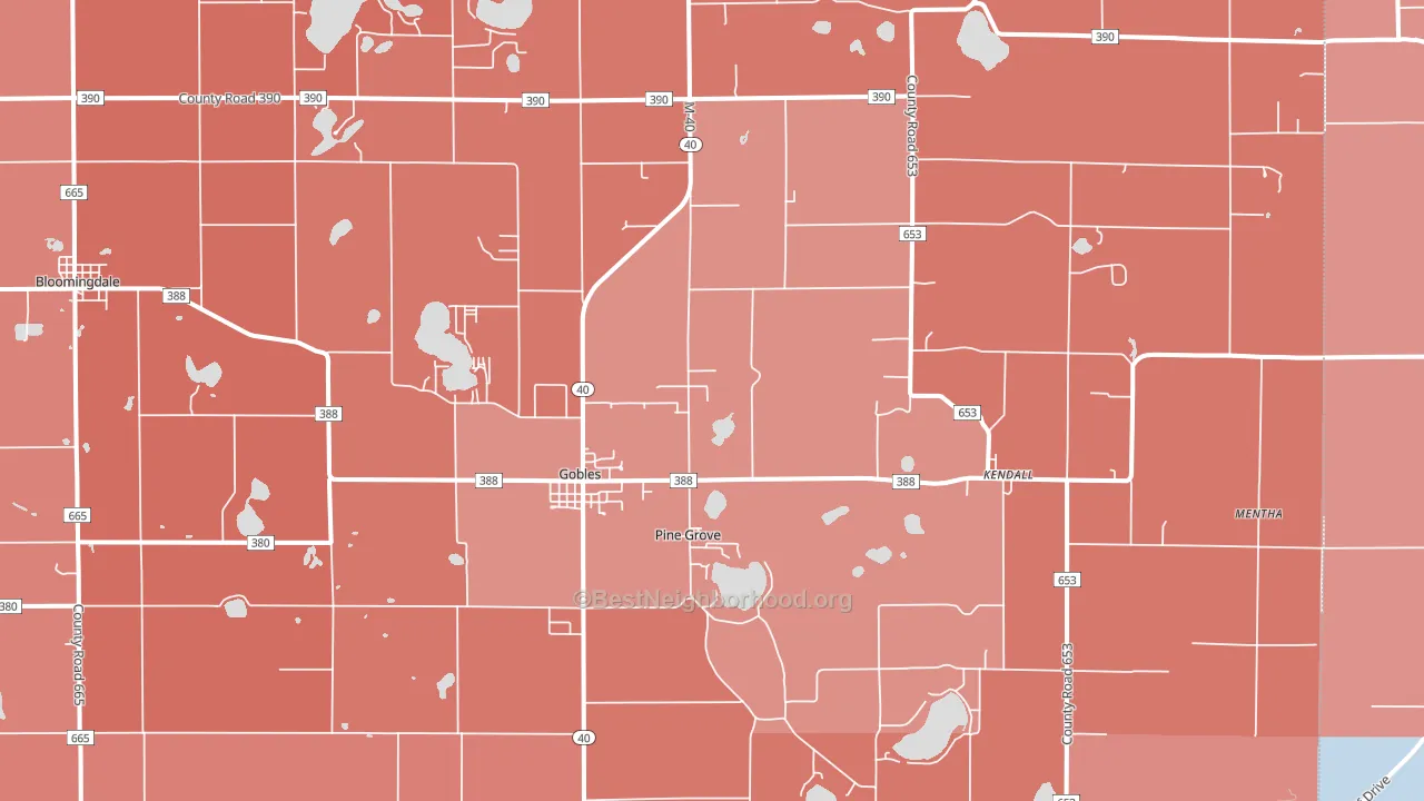 49055, MI block-group political-lean map