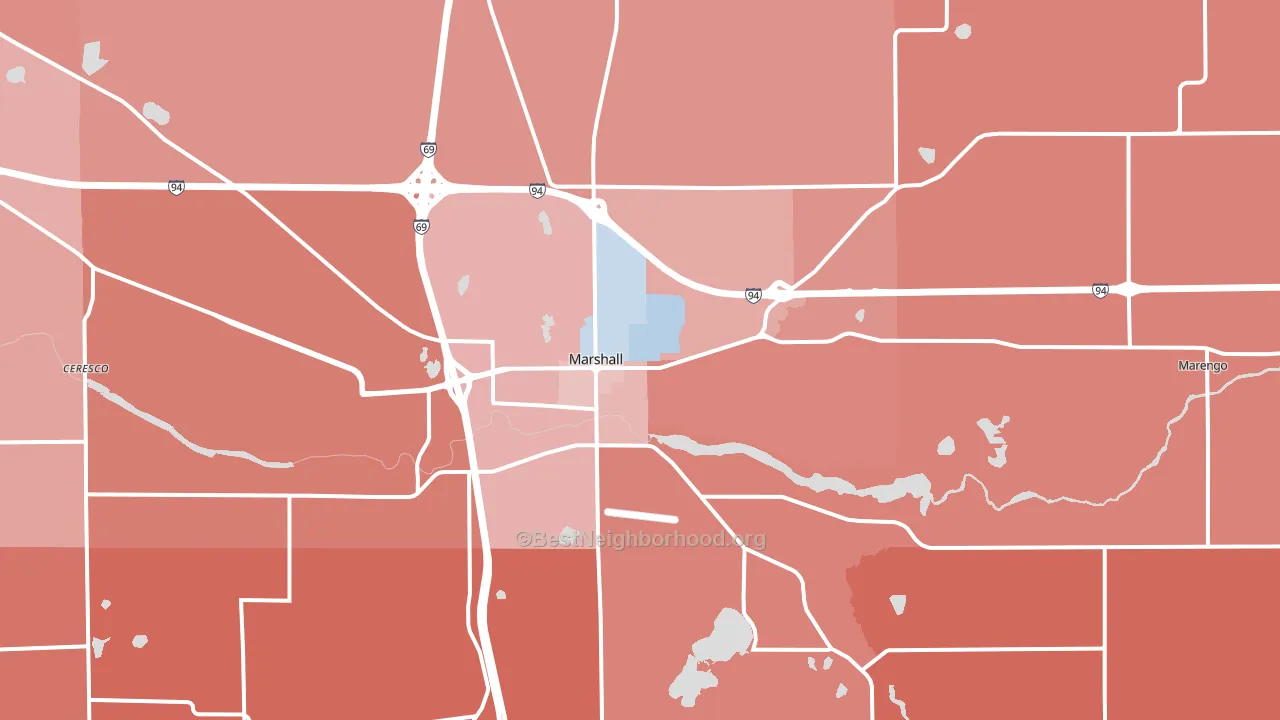 49068, MI block-group political-lean map