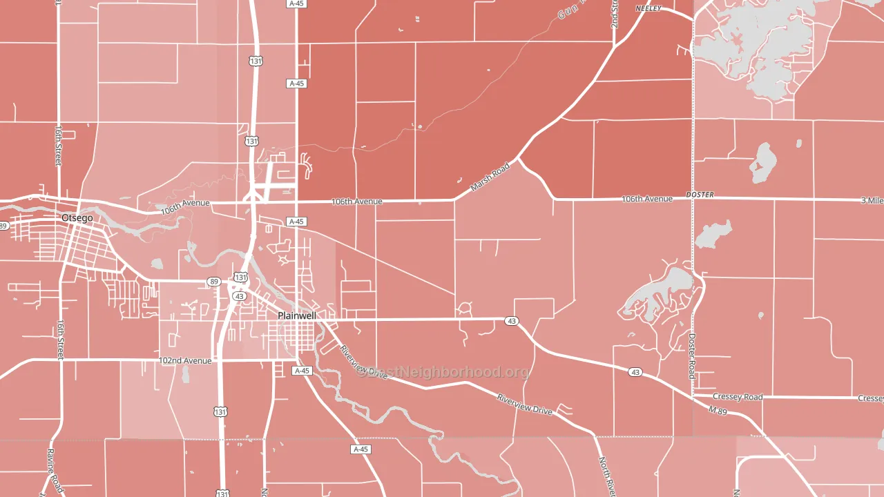49080, MI block-group political-lean map