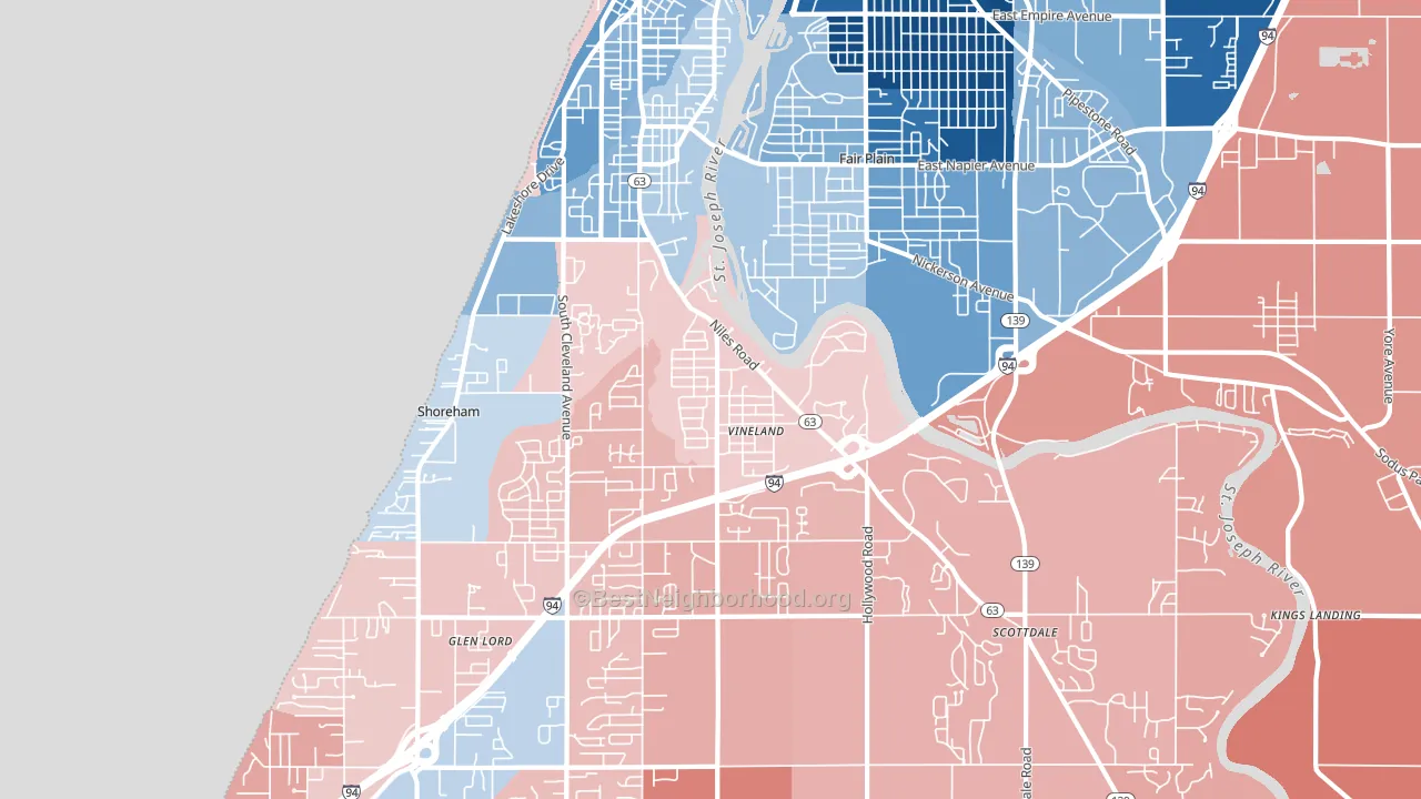 49085, MI block-group political-lean map