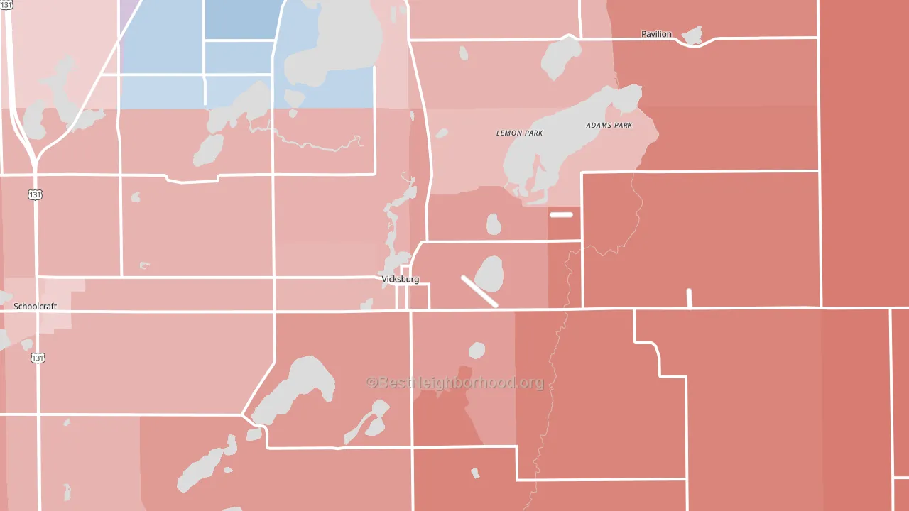 49097, MI block-group political-lean map
