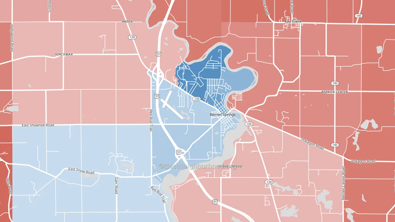 49103, MI block-group political-lean map