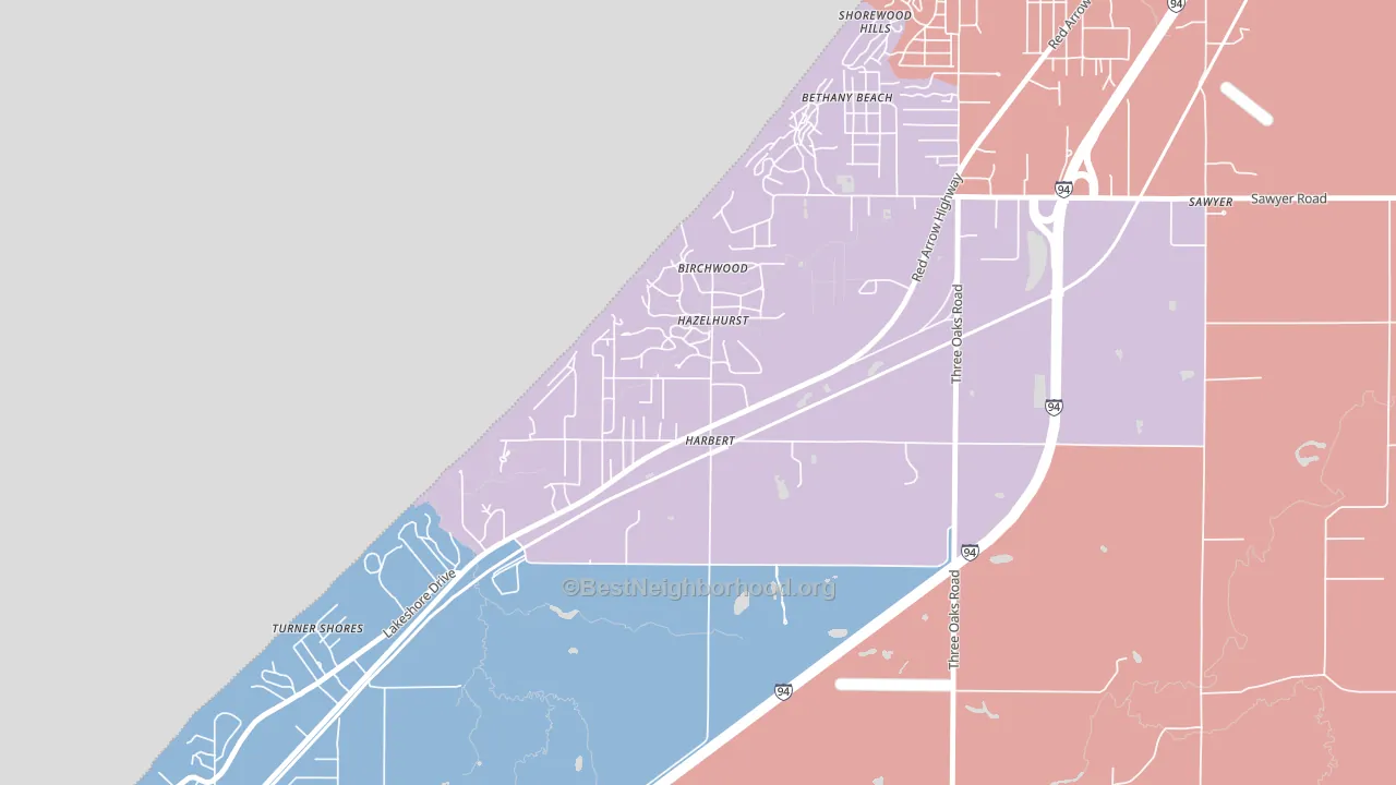 49115, MI block-group political-lean map