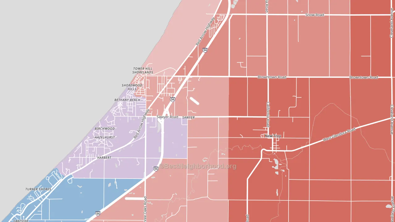 49125, MI block-group political-lean map