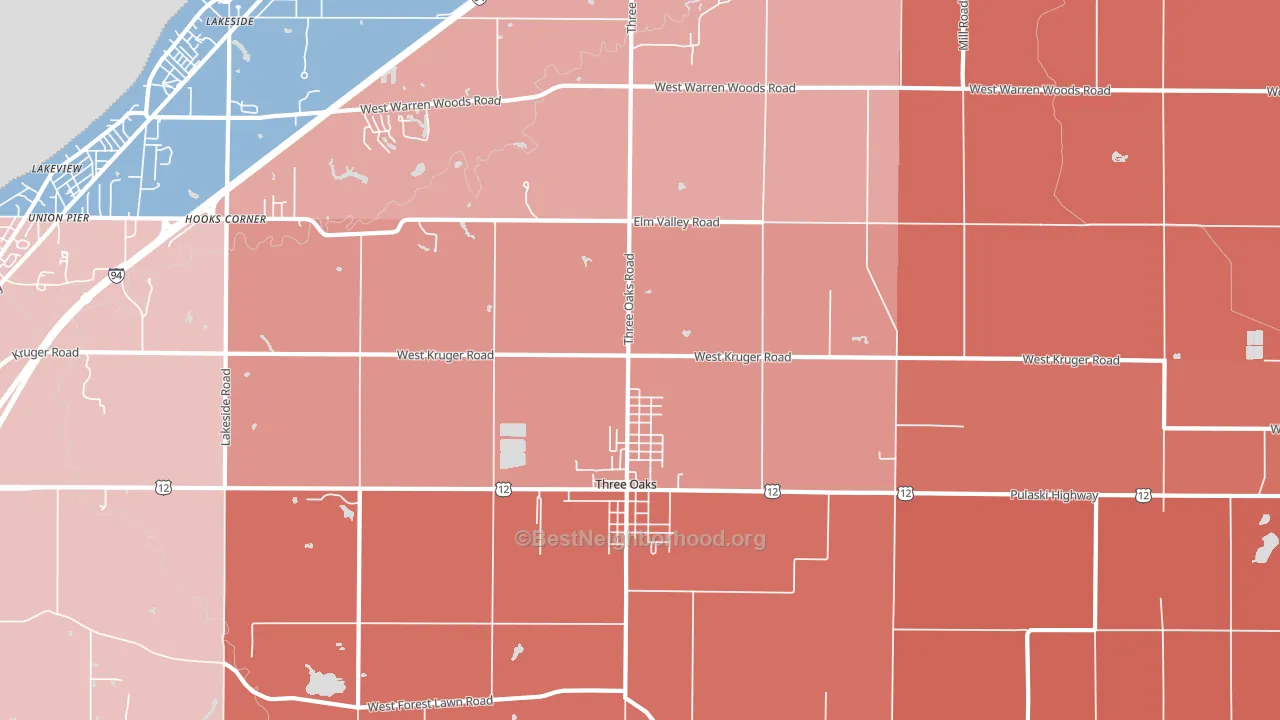 49128, MI block-group political-lean map