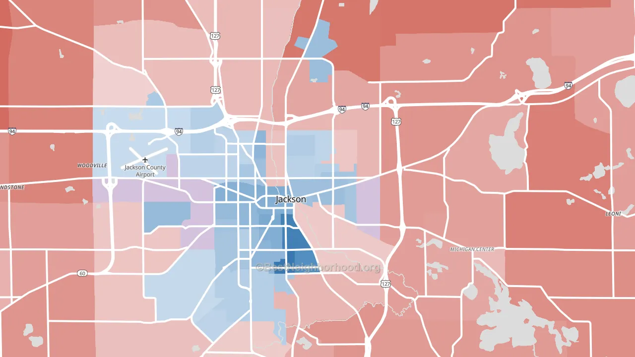 49201, MI block-group political-lean map