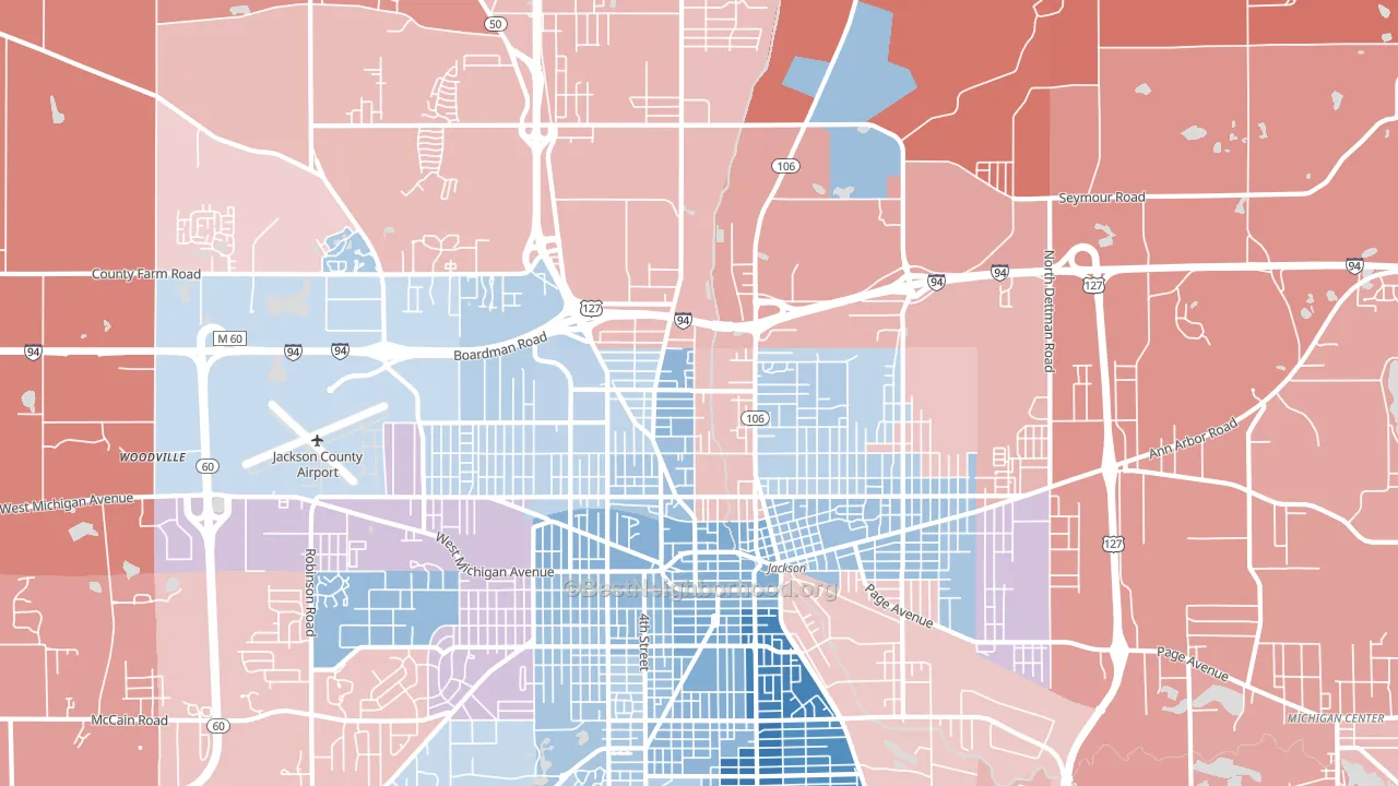 49202, MI block-group political-lean map