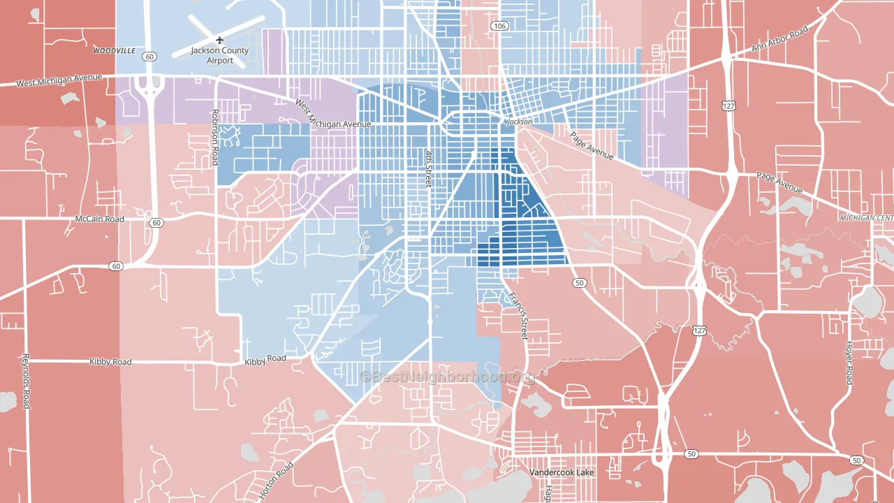 49203, MI block-group political-lean map