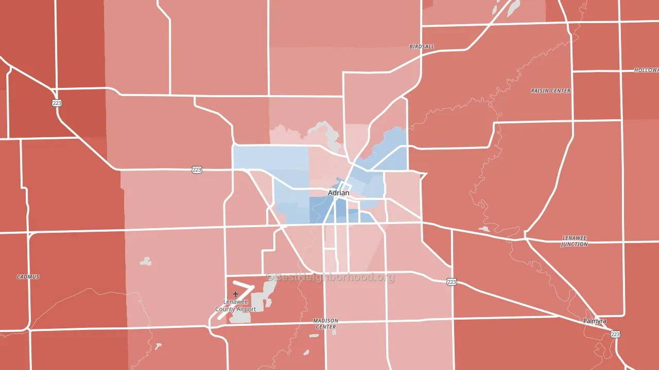 49221, MI block-group political-lean map