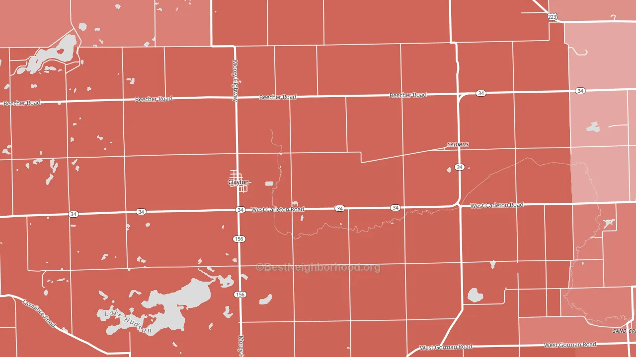 49235, MI block-group political-lean map