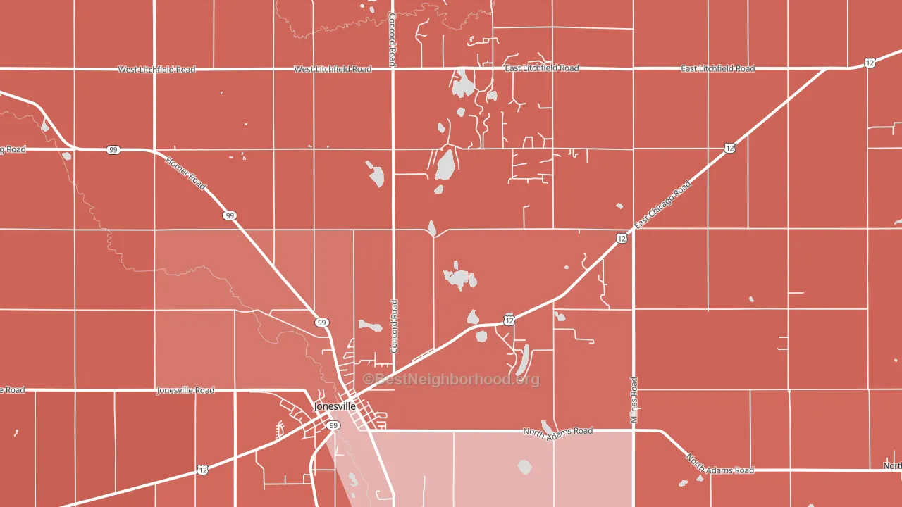 49250, MI block-group political-lean map