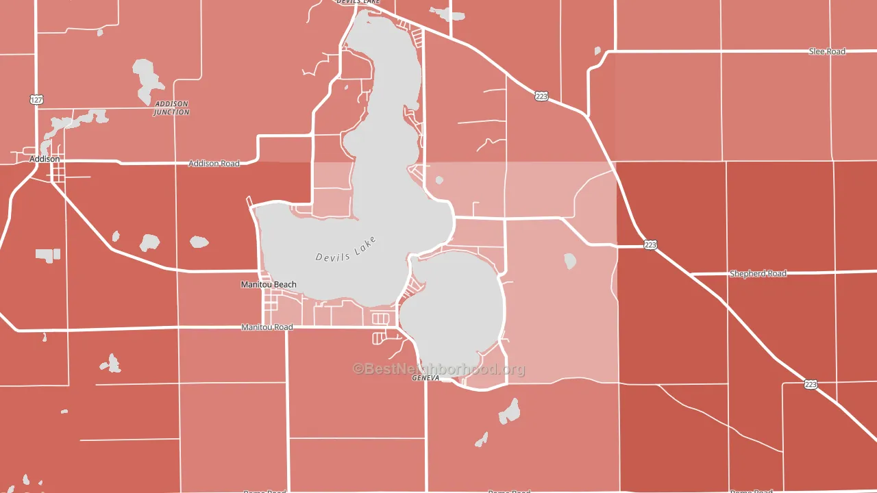 49253, MI block-group political-lean map