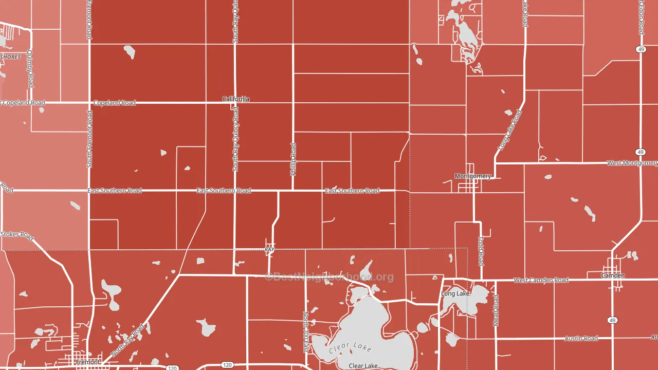 49255, MI block-group political-lean map