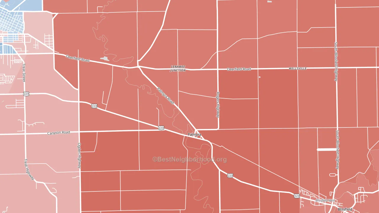 49268, MI block-group political-lean map