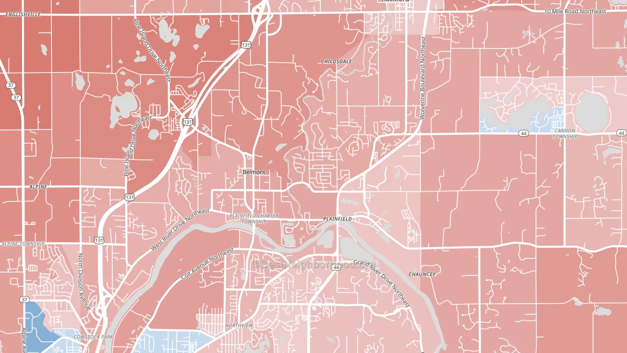 49306, MI block-group political-lean map