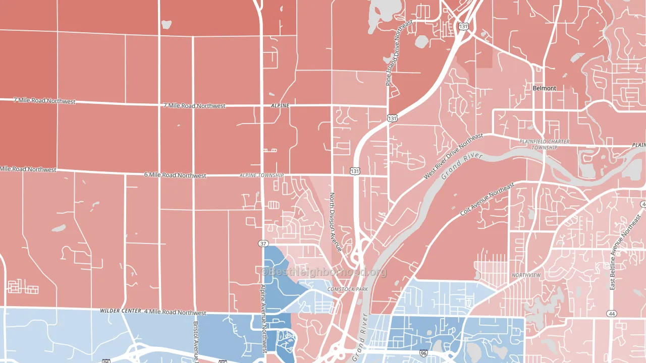 49321, MI block-group political-lean map