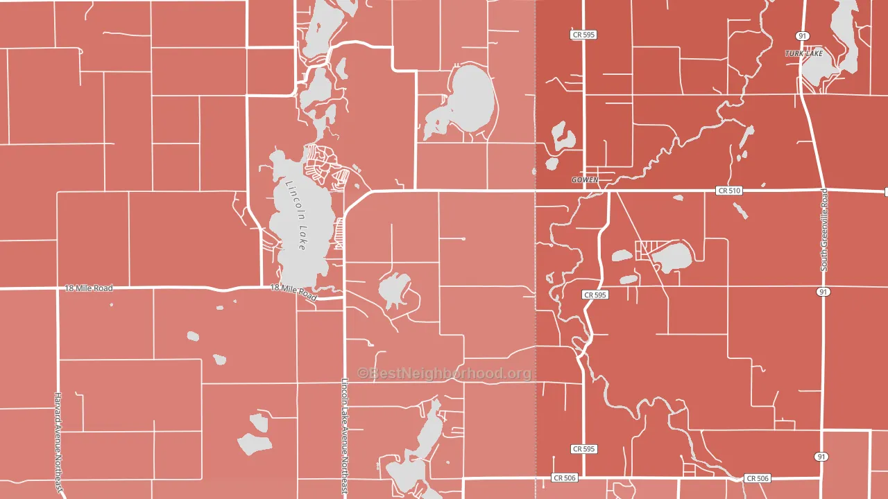49326, MI block-group political-lean map