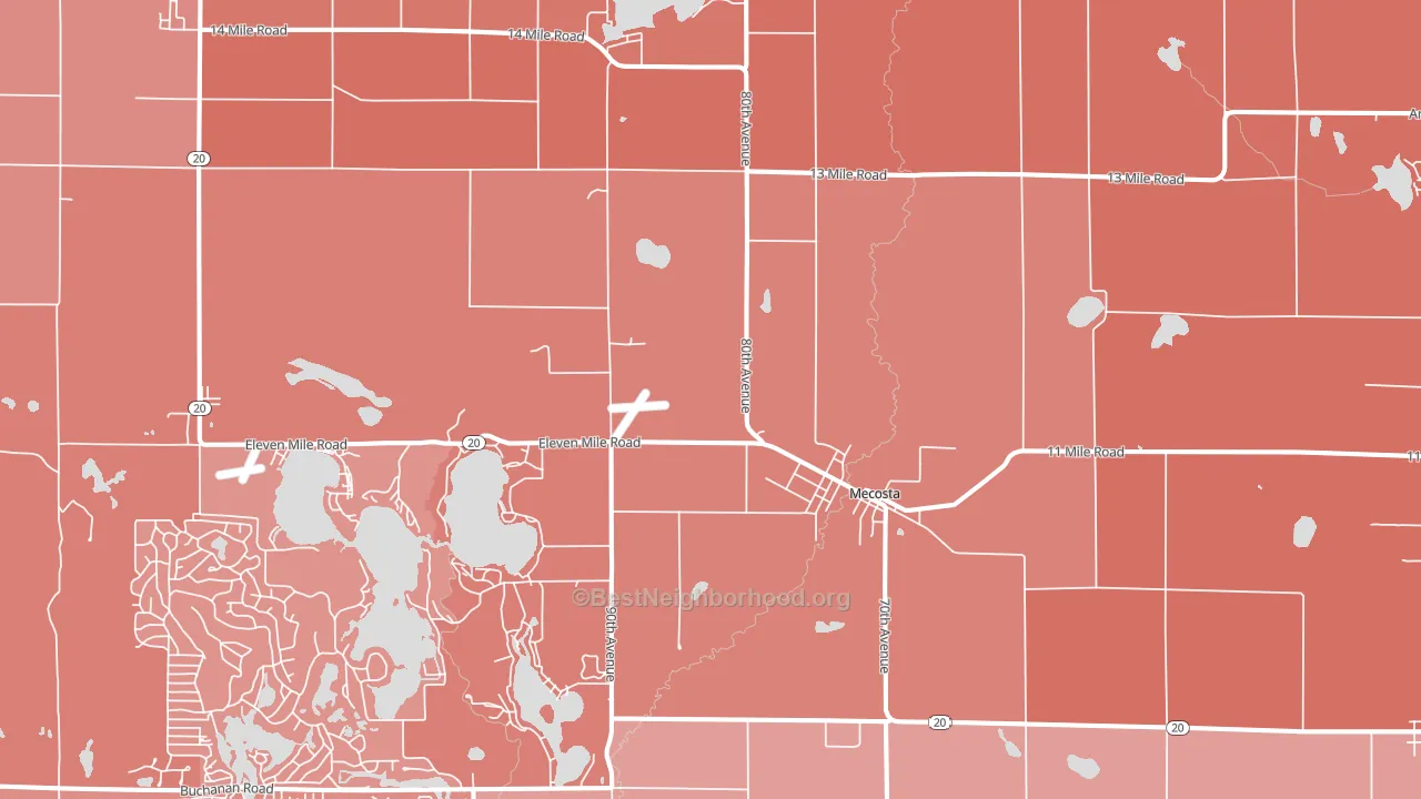 49332, MI block-group political-lean map