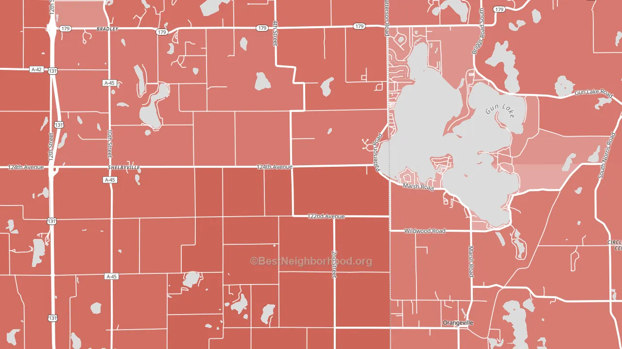 49344, MI block-group political-lean map