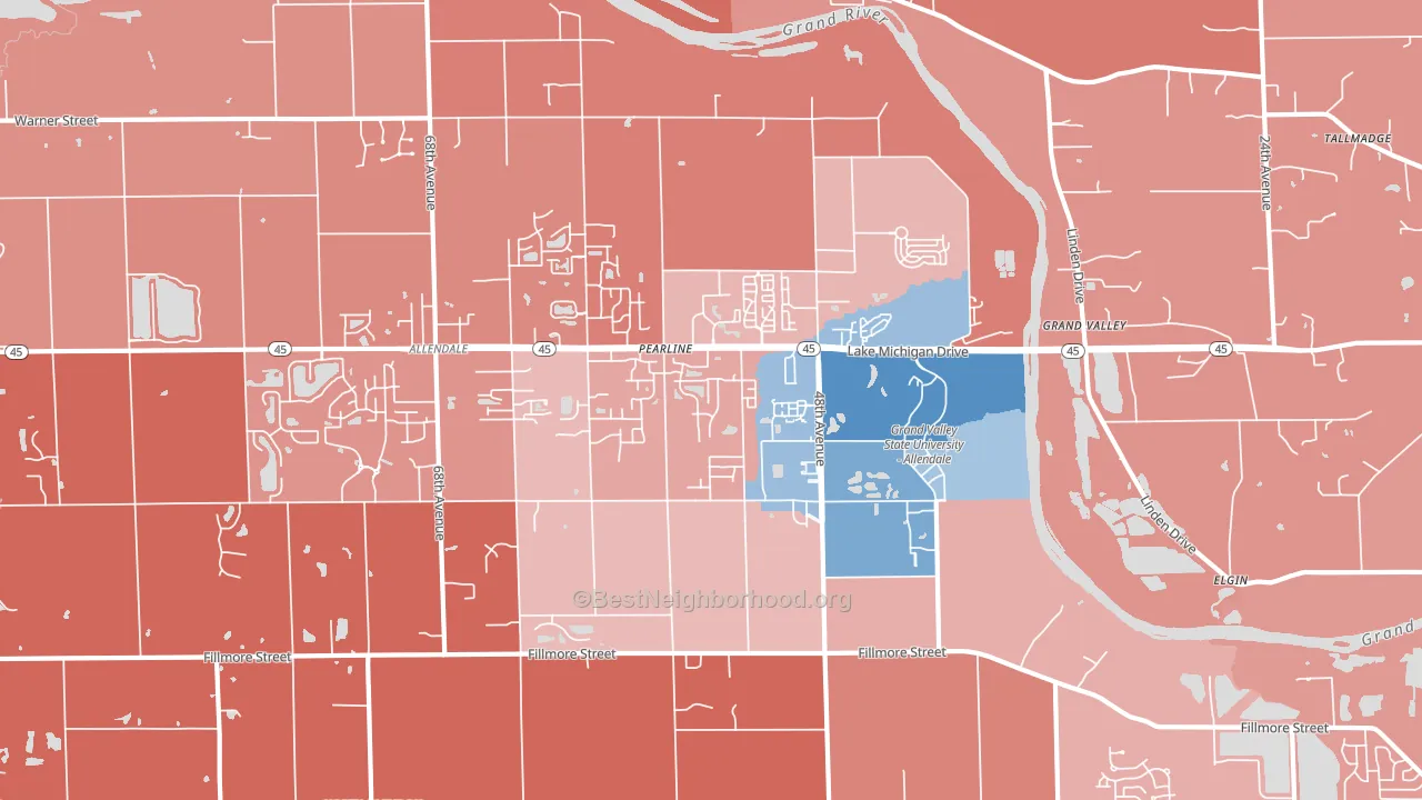 49401, MI block-group political-lean map