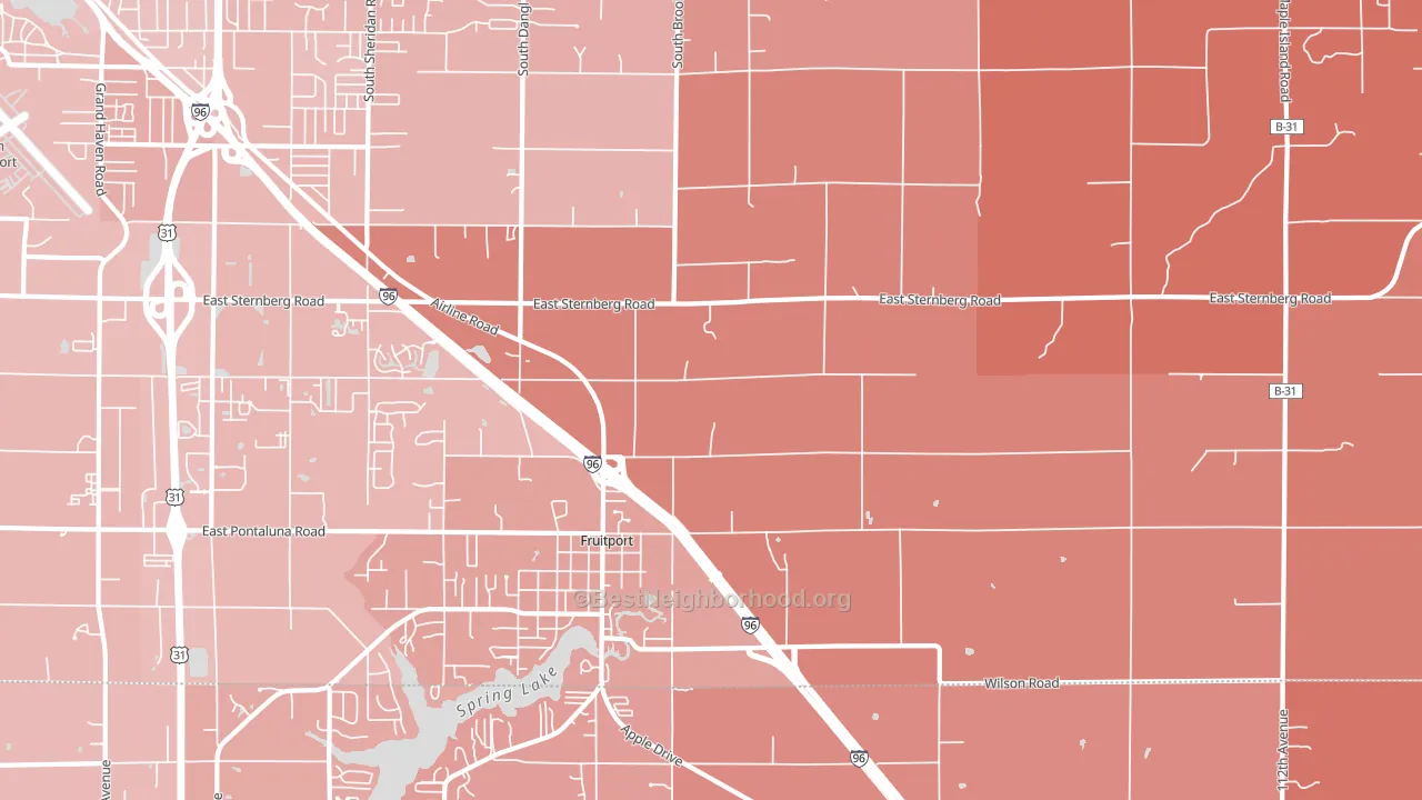 49415, MI block-group political-lean map