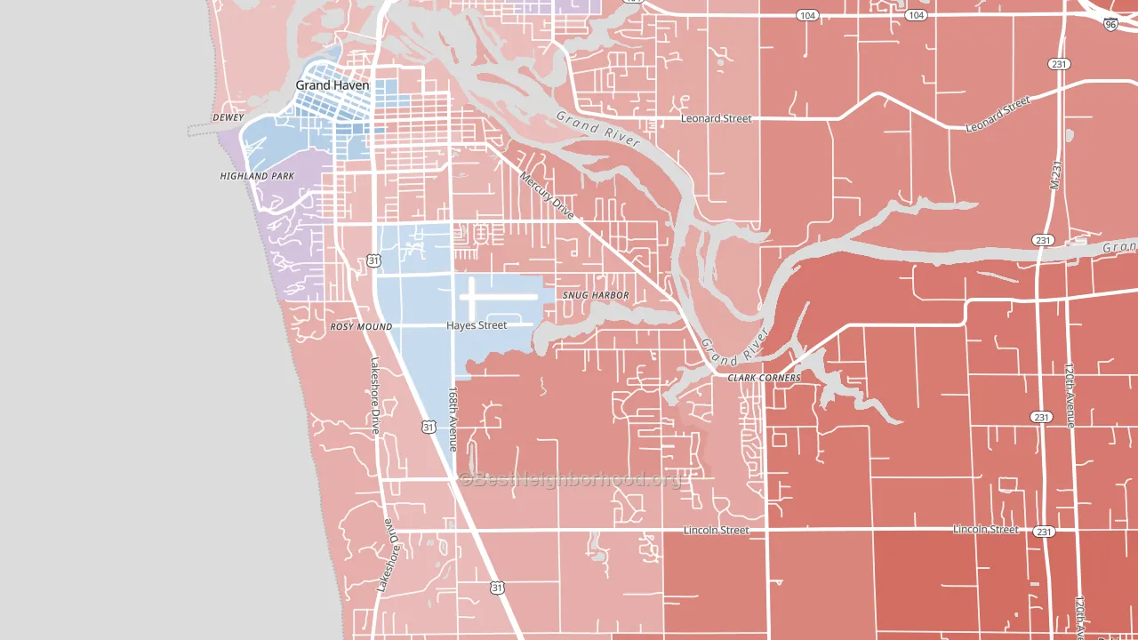 49417, MI block-group political-lean map