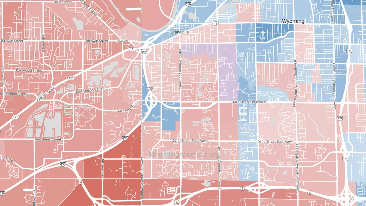 49418, MI block-group political-lean map