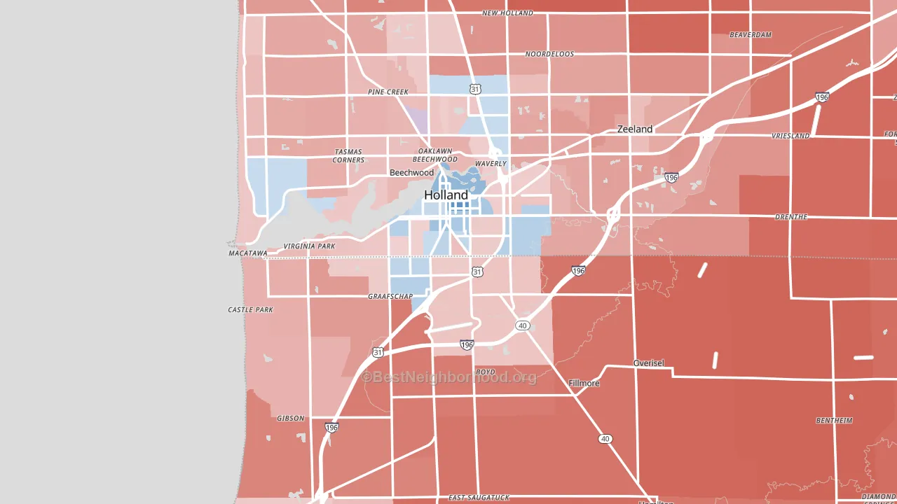 49423, MI block-group political-lean map