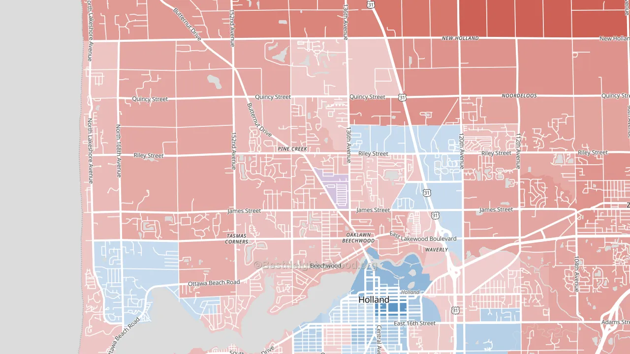 49424, MI block-group political-lean map
