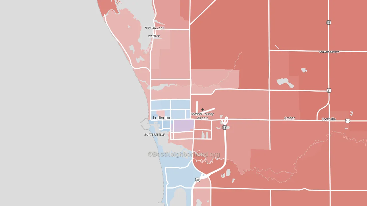 49431, MI block-group political-lean map
