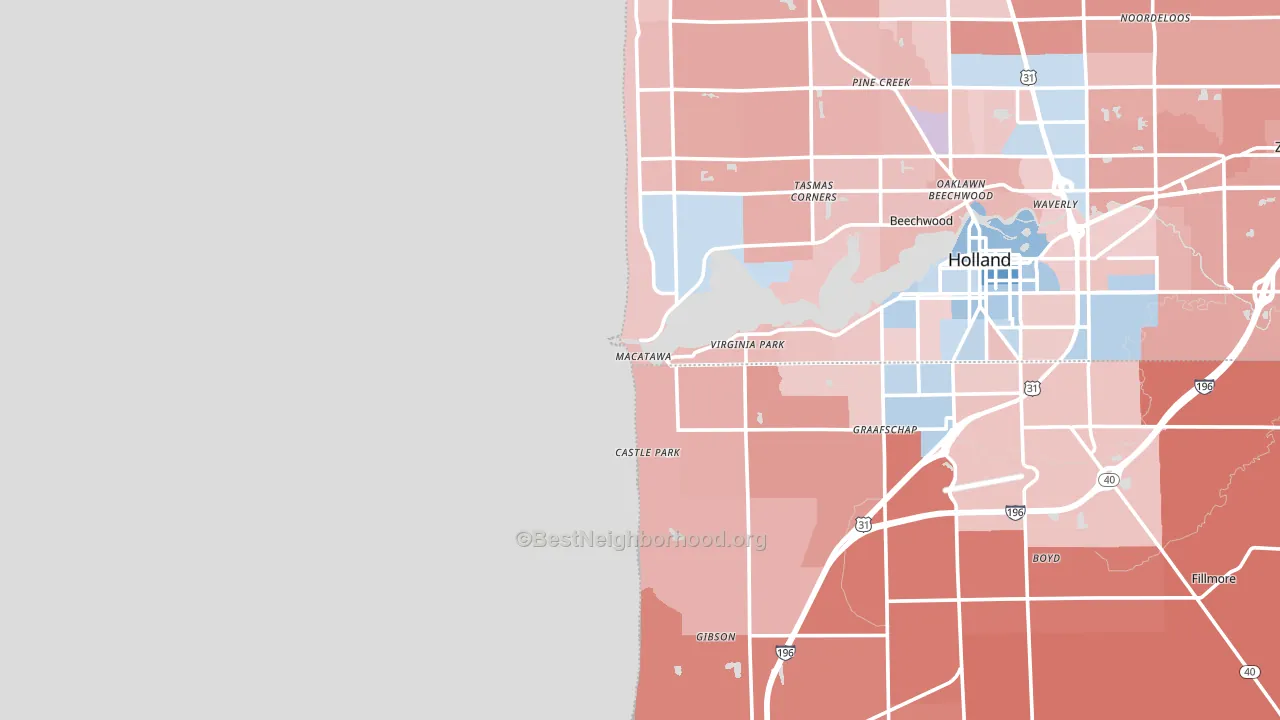 49434, MI block-group political-lean map