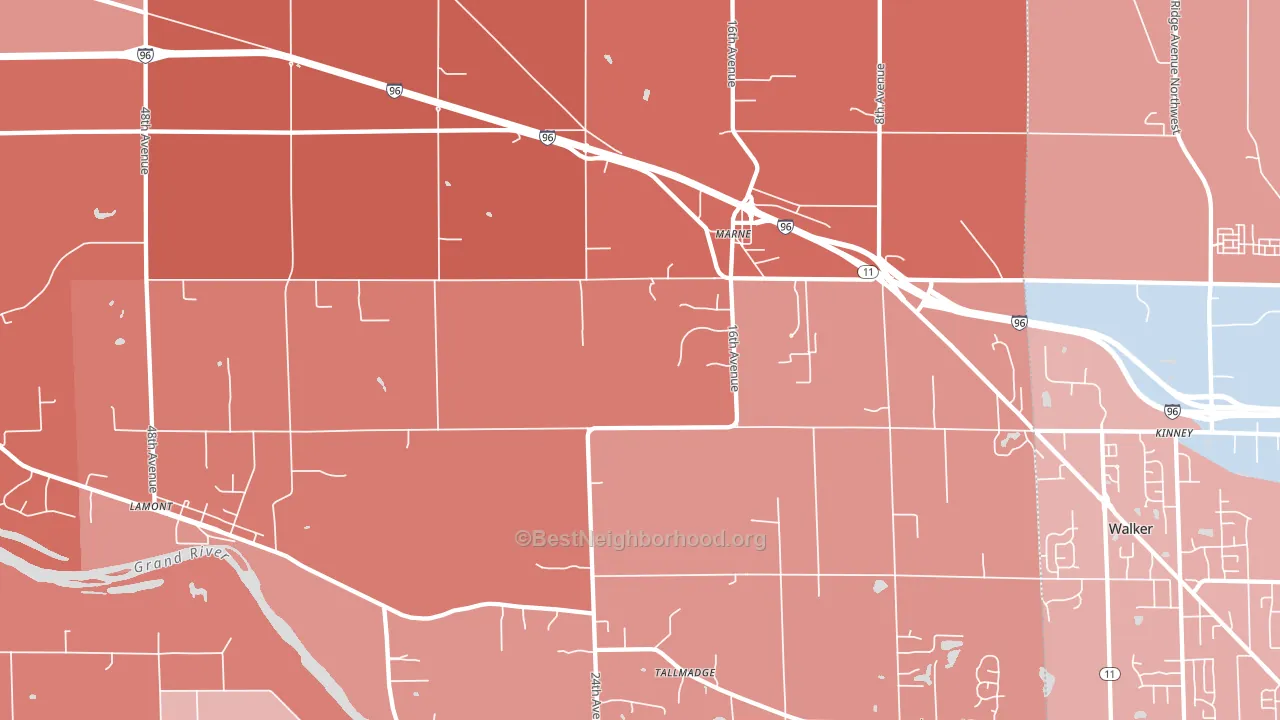 49435, MI block-group political-lean map