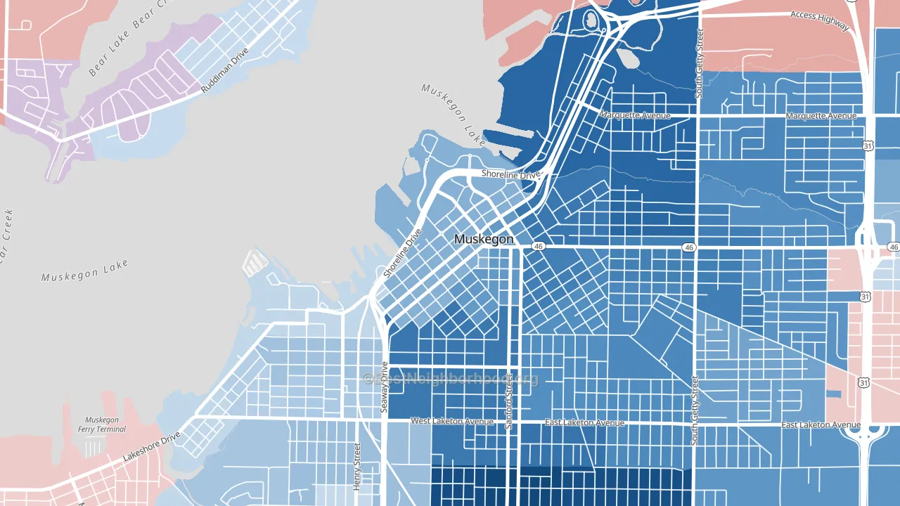 49440, MI block-group political-lean map