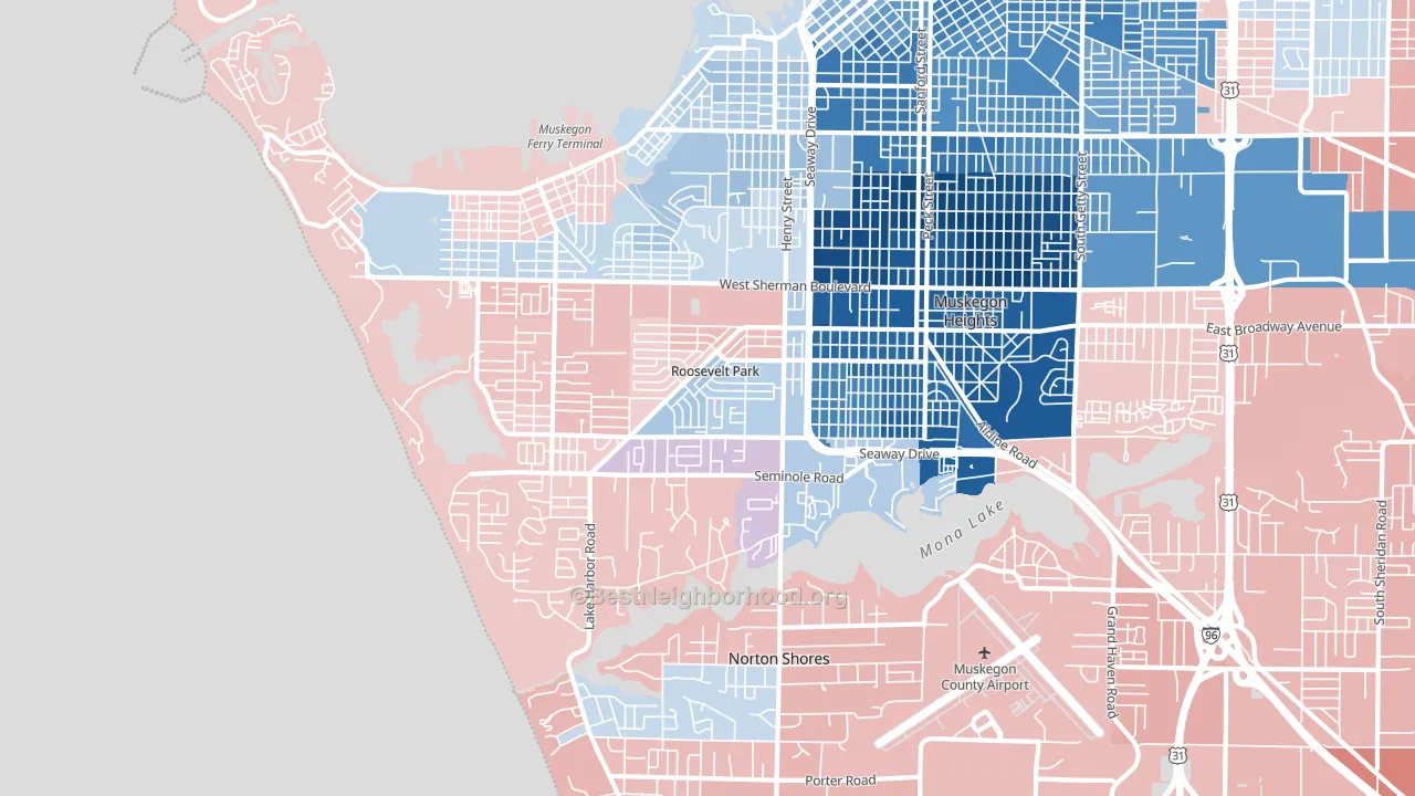 49441, MI block-group political-lean map