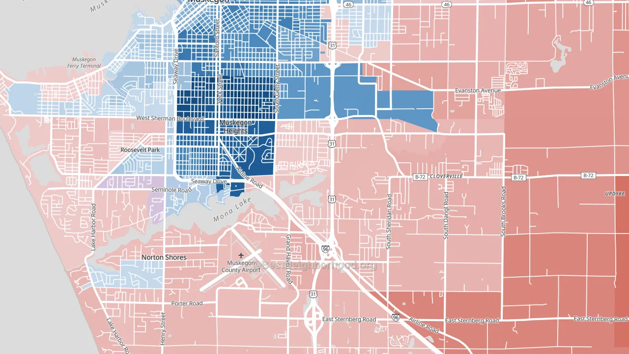 49444, MI block-group political-lean map