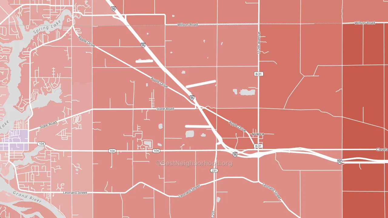 49448, MI block-group political-lean map