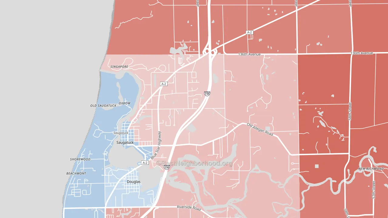 49453, MI block-group political-lean map