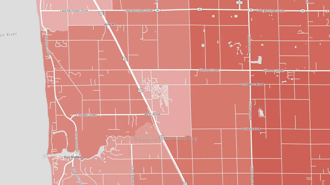 49460, MI block-group political-lean map